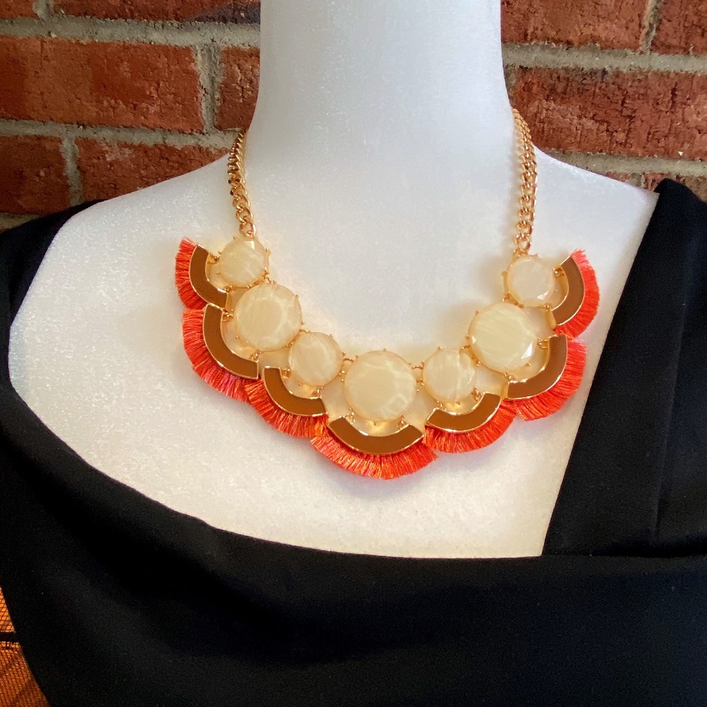 INC Gold-Tone Resin Fringe Frontal Necklace